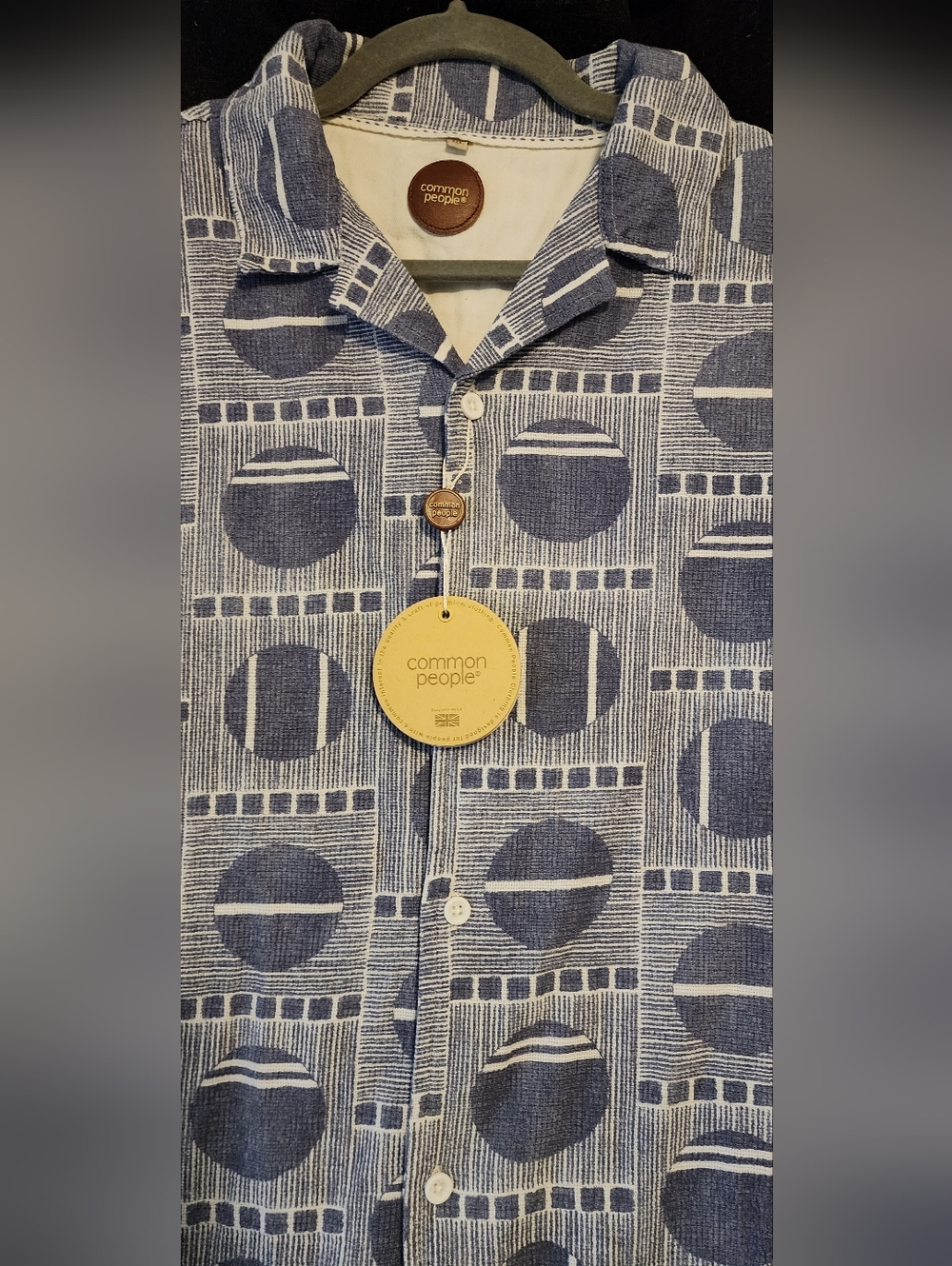 Common People Geometric Button‑Up Shirt • Men’s XL • NWT • 100% Cotton Woven UK - Picture 2 of 6